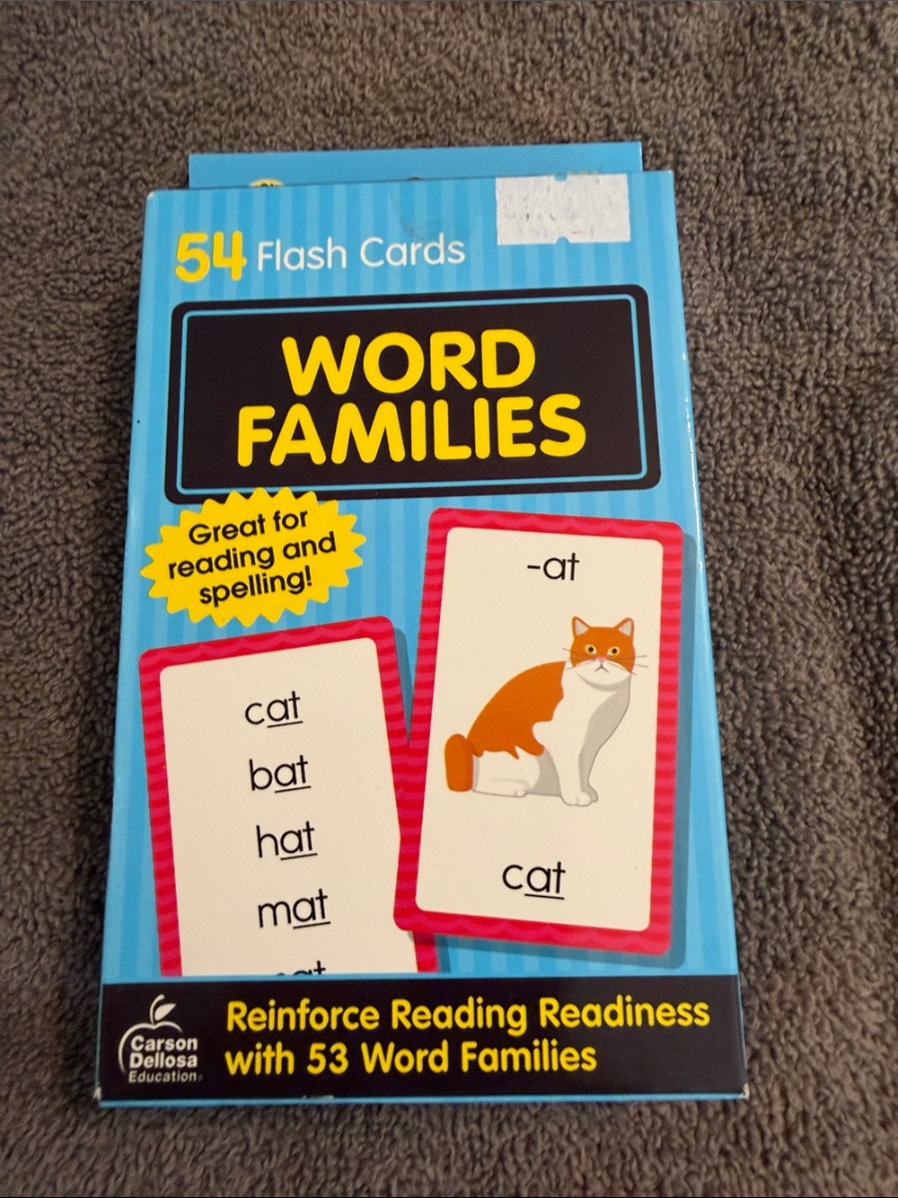 Carson Dellosa Blue "Word Families" Flash Cards - Cat Theme